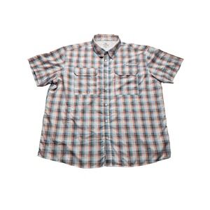 Realtree Fishing Plaid Short Sleeve Button Up Shirt Blue Moon Mens 3XL